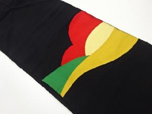 手織り紬抽象模様織出し名古屋帯